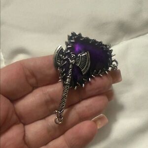 Purple and Silver Axe Pendant